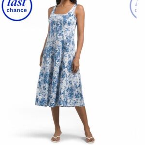 Blue Floral Sleeveless Dress